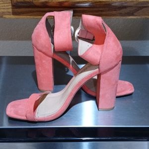 Beautiful coral suede style sandals sz 9